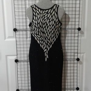 Elegant100%silk beaded evening cocktail maxi dress.